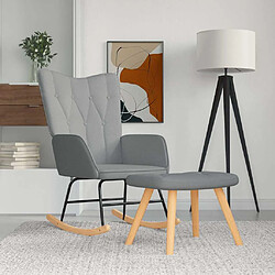 vidaXL Chaise à bascule avec tabouret Gris clair Tissu