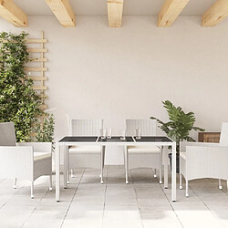 Avis Maison Chic Table de jardin | Table d'extérieur avec dessus en verre blanc résine tressée -GKD60678