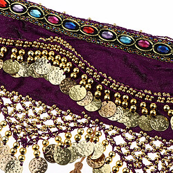 Acheter paillettes de danse du ventre hanche foulard femme jupe avec pièces d'or violet