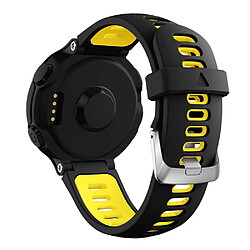 Bracelet en silicone deux tons noir jaune pour votre Garmin Forerunner 220/230/235/620/630/F735XT