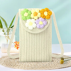 Avis Avizar Sac Bandoulière pour Téléphone Tissu Motif Fleur Série WeaveFlora Blanc