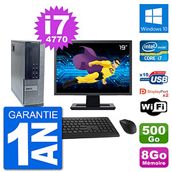 PC Dell 7020 SFF Ecran 19" Intel i7-4770 RAM 8Go Disque 500Go Windows 10 Wifi - Occasion