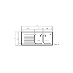 Plonge Inox Professionnelle Gamme 700 - 2 Eviers à Droite - Combisteel