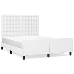 Maison Chic Lit adulte - Cadre Structure de lit avec tête de lit Contemporain Blanc 140x200 cm Similicuir -MN98685