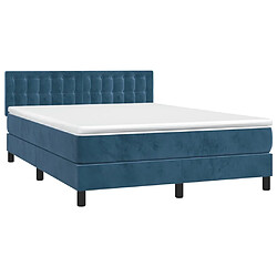 Avis Maison Chic Lit Adulte - Lit simple Lit à sommier tapissier et matelas moelleux - Meuble de Chambre - Bleu foncé 140x200cm Velours -MN86413