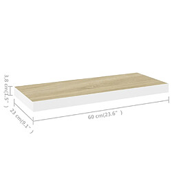 vidaXL Étagères flottantes 2 pcs chêne et blanc 60x23,5x3,8 cm MDF pas cher