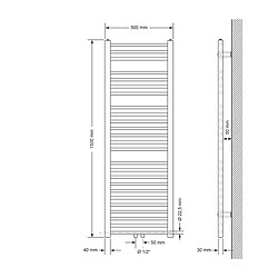 Acheter LuxeBath Radiateur sèche-serviette salle de bain droite blanc connexion central 50x150 cm