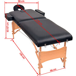 vidaXL Table de massage pliable à 2 zones 10 cm d'épaisseur Noir pas cher