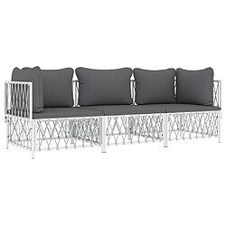 Avis Maison Chic Salon de jardin 3 pcs avec coussins - Table et chaises d'extérieur - Mobilier/Meubles de jardin Moderne blanc acier -MN68493