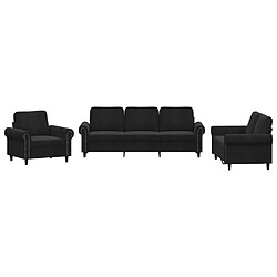 Maison Chic Ensemble de canapés 3 pcs avec coussins, Canapé droit Sofa pour Salon Noir Velours -GKD103843