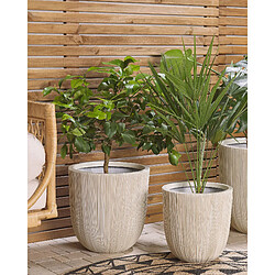 Beliani Cache-pot rond beige et blanc 31 x 31 x 33 cm CHIOS