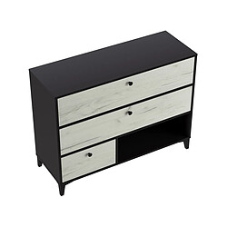 Acheter Pegane Commode en mélamine avec 3 tiroirs coloris noir et blanc - longueur 110 x largeur 40 x hauteur 84 cm