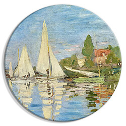 Decoshop26 Tableau rond décoration murale image imprimée cadre en bois à suspendre - Régates à Argenteuil Claude Monet 40x40 cm 11_0012523