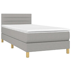 Avis Maison Chic Lit Adulte - Lit simple Lit à sommier tapissier et matelas moelleux - Meuble de Chambre - Gris clair 90x190 cm Tissu -MN44422