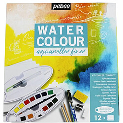 Pebeo Kit aquarelle 12 demi-godets et accessoires