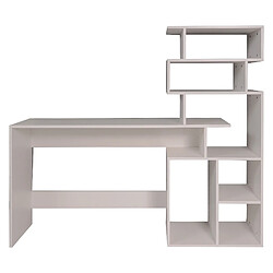 Avis Alter Bureau avec bibliothèque haute moderne, Console avec étagères de rangement, Table d'étude pour chambre, 160x40xh135 cm, Couleur Blanc