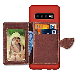 Wewoo étuis Coque Housse Étui de protection en TPU texturé à texture litchi avec feuille magnétique pour Galaxy S10 +, emplacements pour cartes, support et porte-monnaie (rouge)