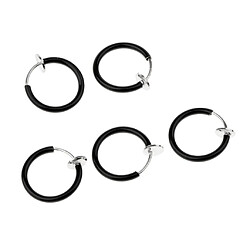 5pcs faux clip sur le nez oreille septum lèvre sourcil anneau d'oreille pas-piercing noir