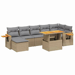 vidaXL Salon de jardin avec coussins 8 pcs beige résine tressée