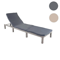 Mendler Chaise longue HWC-A51, en polyrotin, transat de jardin ~ Basic gris, matelas gris foncé