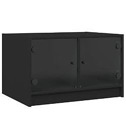 vidaXL Table basse avec portes en verre noir 68x50x42 cm