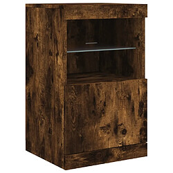 Avis Maison Chic Commode Buffet - Meuble de rangement avec lumières LED chêne fumé 41x37x67 cm -GKD35170