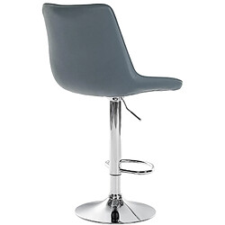 Decoshop26 Lot de 2 tabourets de bar réglable en hauteur pivotant à 360° assise en PVC gris couture verticale pied métal chromé 10_0004420 pas cher