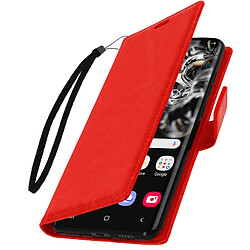 Avizar Housse Samsung Galaxy S20 Ultra Porte-carte Fonction Support Vidéo Vintage rouge