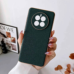 Coque en TPU + cuir véritable électroplaqué, anti-chute pour votre Huawei Mate 50 4G - vert nuit