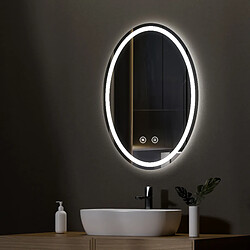 Avis EMKE Miroir led salle de bain 60 × 80 cm Miroir salle de bain lumineux avec 3 Couleurs de lumière réglables+Anti-buée, Économie d'énergie miroir led