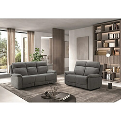 Pegane Ensemble canapé de 3 places relax manuel + canapé de 2 places fixes en tissu couleur Gris foncé