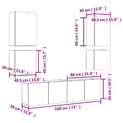 vidaXL Unités murales TV 6 pcs chêne fumé bois d'ingénierie pas cher