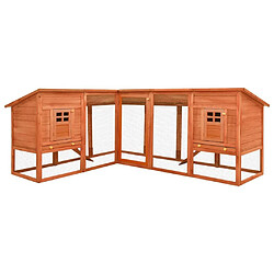 Helloshop26 Clapier d'extérieur avec piste 250 x 192 x 105 cm bois de sapin solide marron 02_0000596