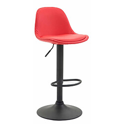 Decoshop26 Tabouret de bar avec repose-pieds design moderne en synthétique rouge pieds en métal noir mat 10_0000852