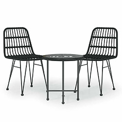 Salle à manger de jardin 3 pcs,Table et chaise à dîner Noir Résine tressée -MN78836