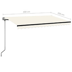 vidaXL Auvent rétractable automatique 400x350 cm Crème pas cher