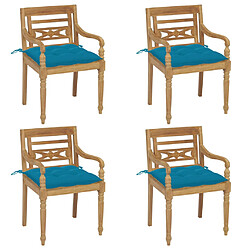 vidaXL Chaises Batavia avec coussins lot de 4 Bois de teck solide