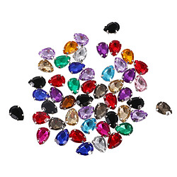 Avis 50pcs 10 * 14mm Goutte D'eau Acrylique Rhinestone Bouton Multicolore Pour Diy Artisanat