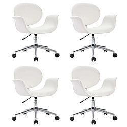 vidaXL Chaises pivotantes à manger lot de 4 blanc similicuir