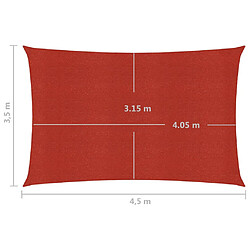 vidaXL Voile d'ombrage 160 g/m² Rouge 3,5x4,5 m PEHD pas cher