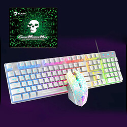 Ensemble De Souris Clavier Rétroéclairé RVB Filaire USB Rainbow Rétroéclairé Blanc RVB