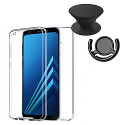 PHONECARE Kit Coque 3x1 360° Impact Protection + 1 PopSocket + 1 Support PopSocket Noir - Impact Protection - Samsung A5/A8 2018