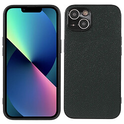 Coque en cuir véritable texture litchi vert foncé pour votre iPhone 13 6.1 pouces