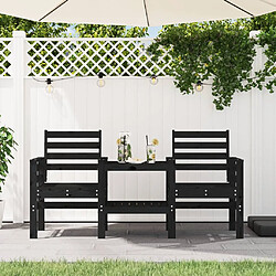 Maison Chic Banc de jardin 2 places | Banquette de jardin avec table | Chaise Relax noir bois massif de pin -MN49240