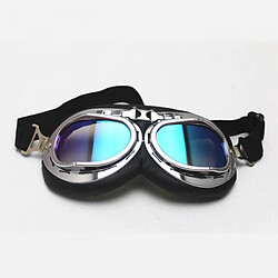 Vintage Pilote Chrome Moto Sport Demi-casque Lunettes Multicolore