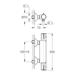 GROHTERM 800 GROHE MITIGEUR THERMOSTATIQUE DOUCHE EXTÉRIEURE