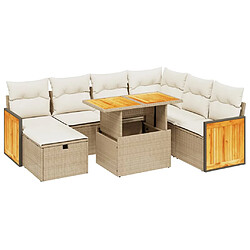 vidaXL Salon de jardin avec coussins 8 pcs beige résine tressée