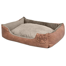 vidaXL Lit pour chiens avec coussin Cuir artificiel PU Taille XL Beige 