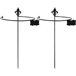 Esschert Garden Tuteur à plantes rond en acier fleurs de lys (Lot de 2).