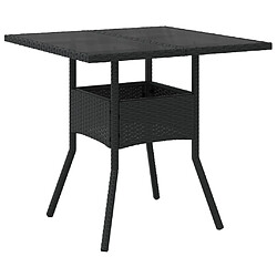 Maison Chic Table de jardin | Table d'extérieur dessus en verre noir 80x80x75 cm résine tressée -GKD82068